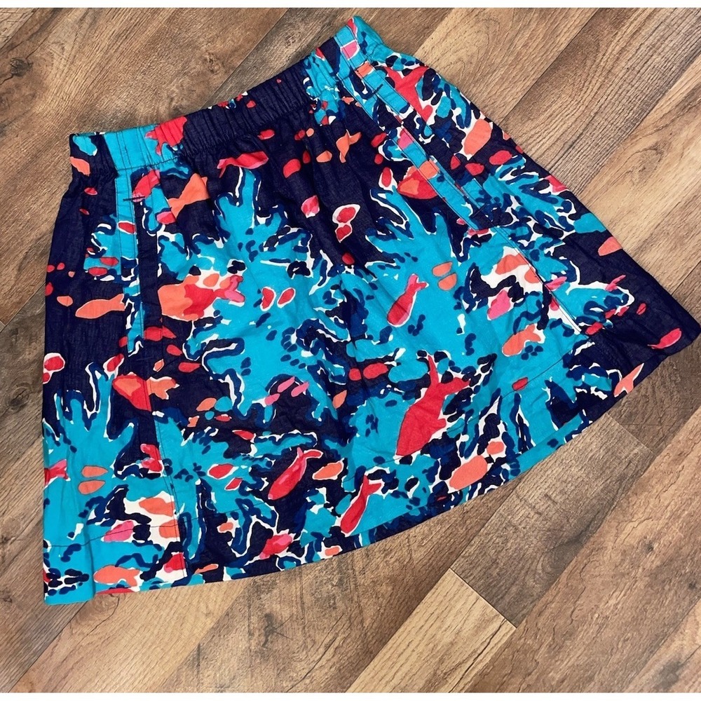 LILLY PULITZER Women's S Reef Me Up Joycee Button Resort Tropical Fish Art Skirt